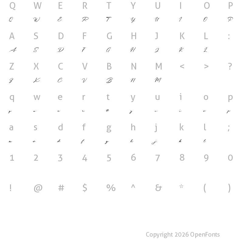 Character Map of Messy Nessy Script 1 Regular