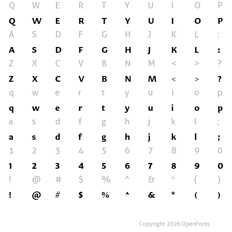 Character Map of Mestiza Sans Bold