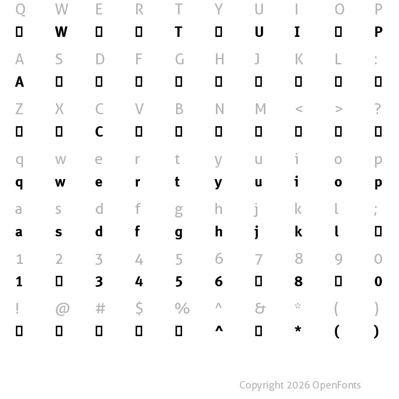 Character Map of MetaCorrPro-Bold ?