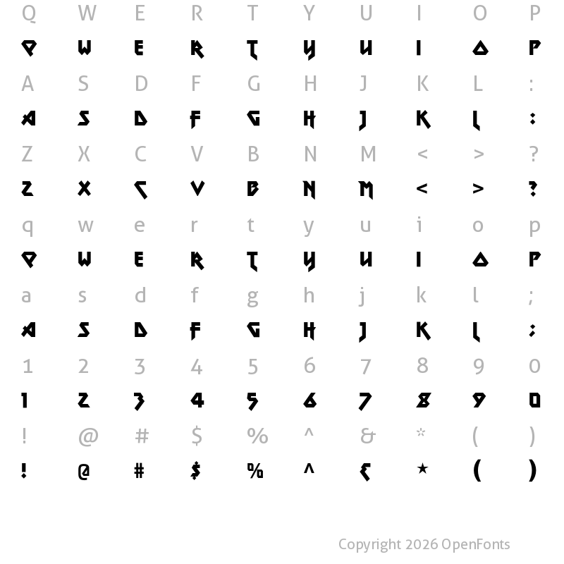 Character Map of Metal Lord Regular