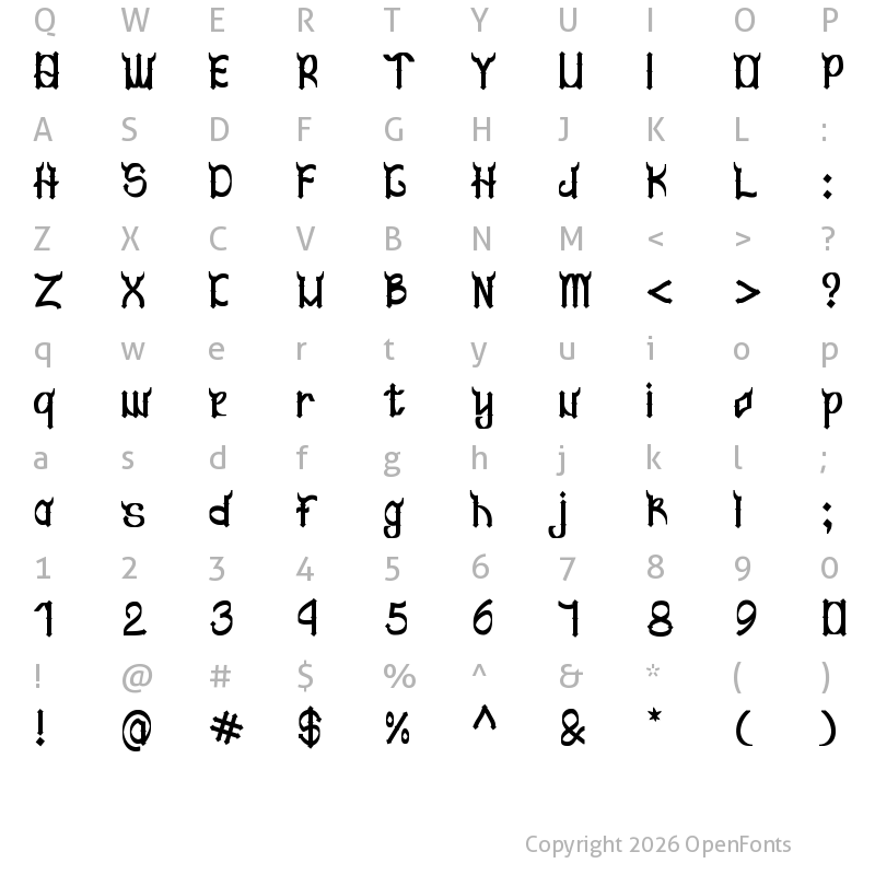 Character Map of Metaliva Regular