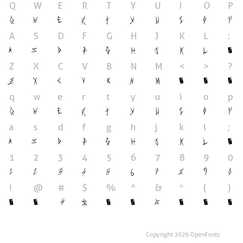 Character Map of MetalShow Regular