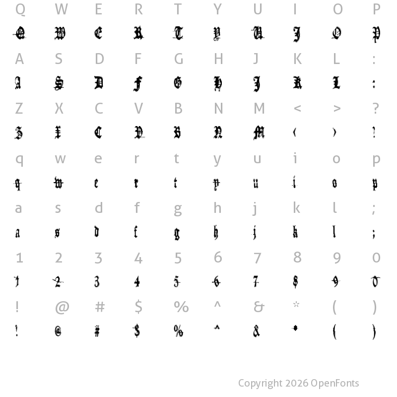 Character Map of Metamorphose Requiem Regular
