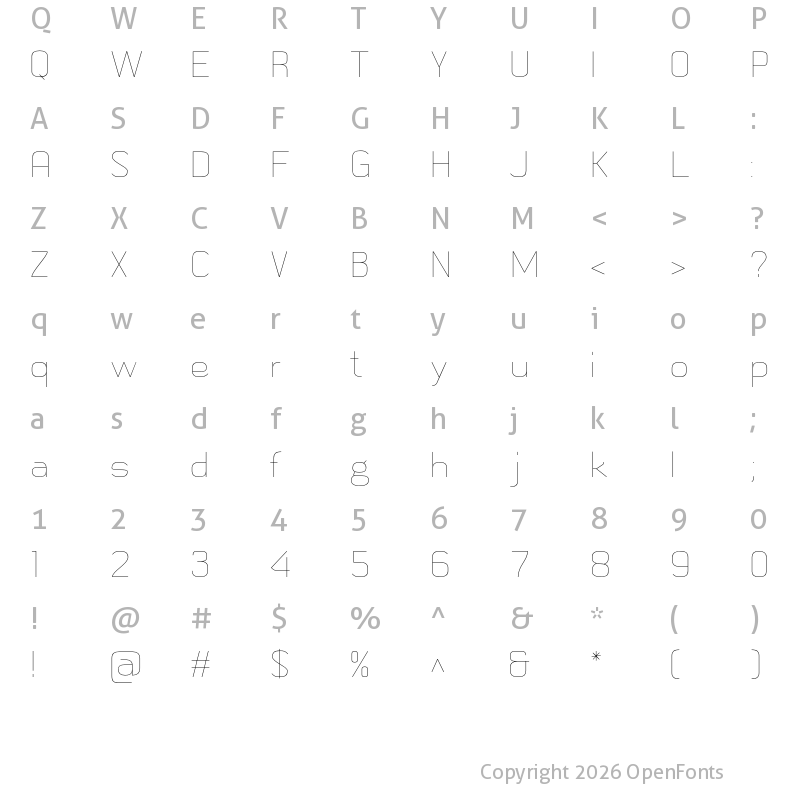 Character Map of MetricNavy Thin