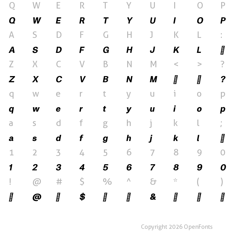 Character Map of Metrik Trial Black Italic