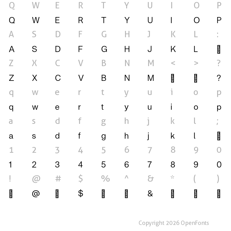 Character Map of Metrik Trial Regular