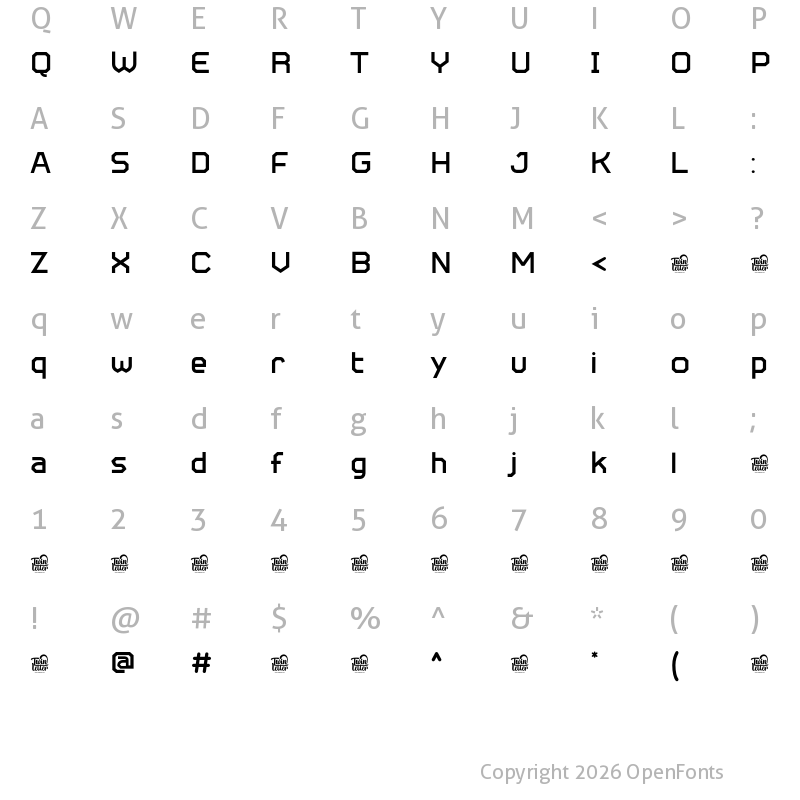 Character Map of Metuo Personal Use Black