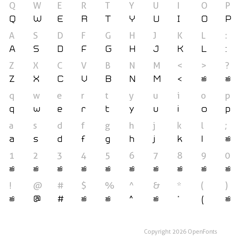 Character Map of Metuo Personal Use Regular