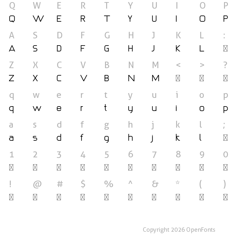 Character Map of MEZAQUE Personaluse