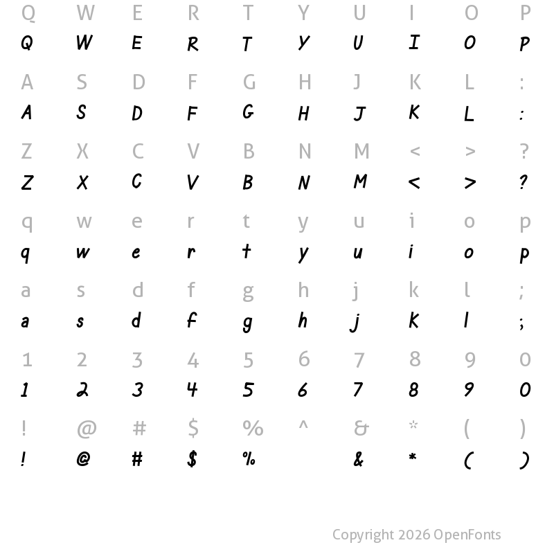 Character Map of Mf Rusty Regular