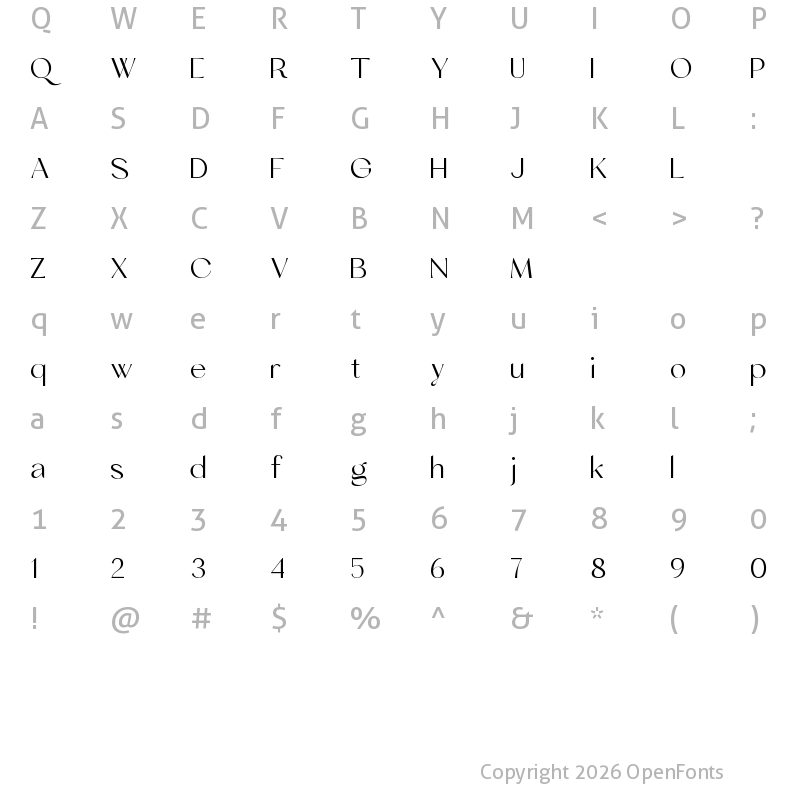 Character Map of Mhiora Regular