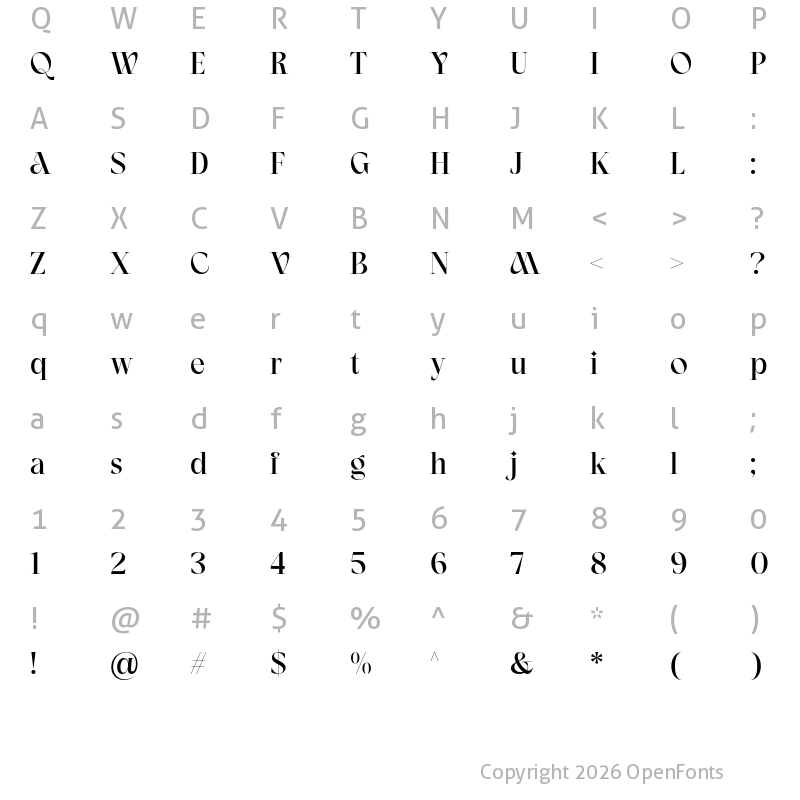 Character Map of Mica Valo Regular