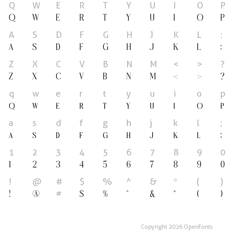 Character Map of Micksenav Regular