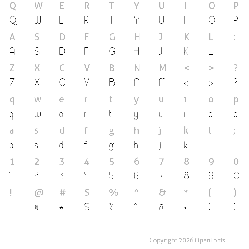 Character Map of Micolesther Free Regular