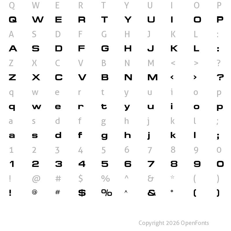 Character Map of MicroExtendFLF Bold