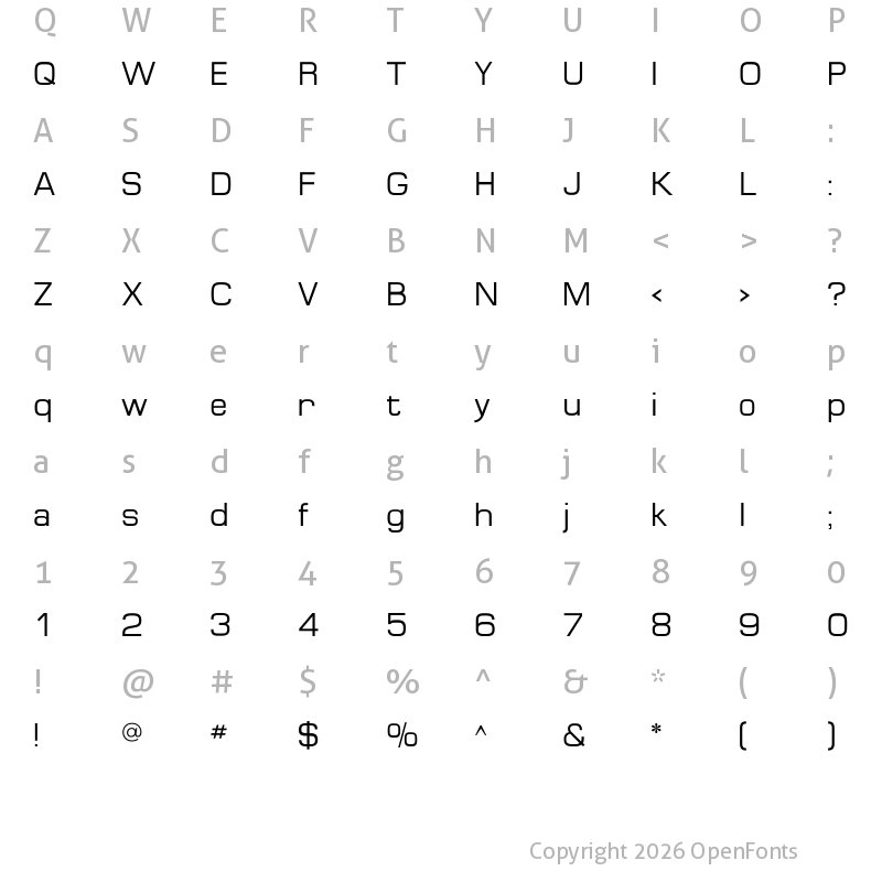 Character Map of MicroFLF Regular