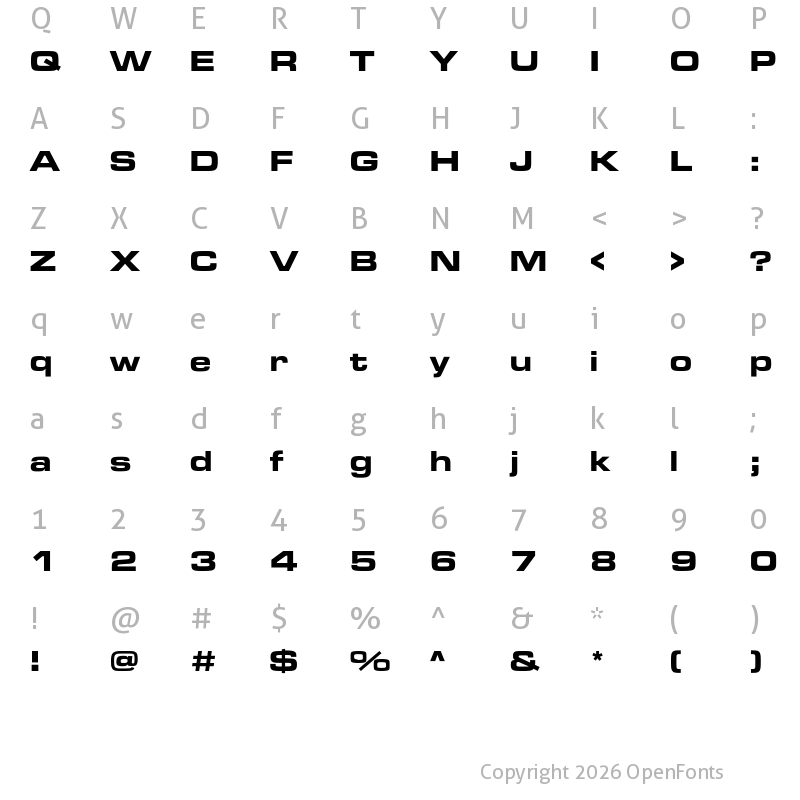 Character Map of Microgramma Extd D Bold