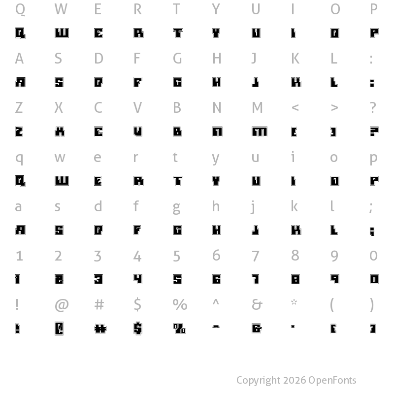 Character Map of Micronian Academy Regular