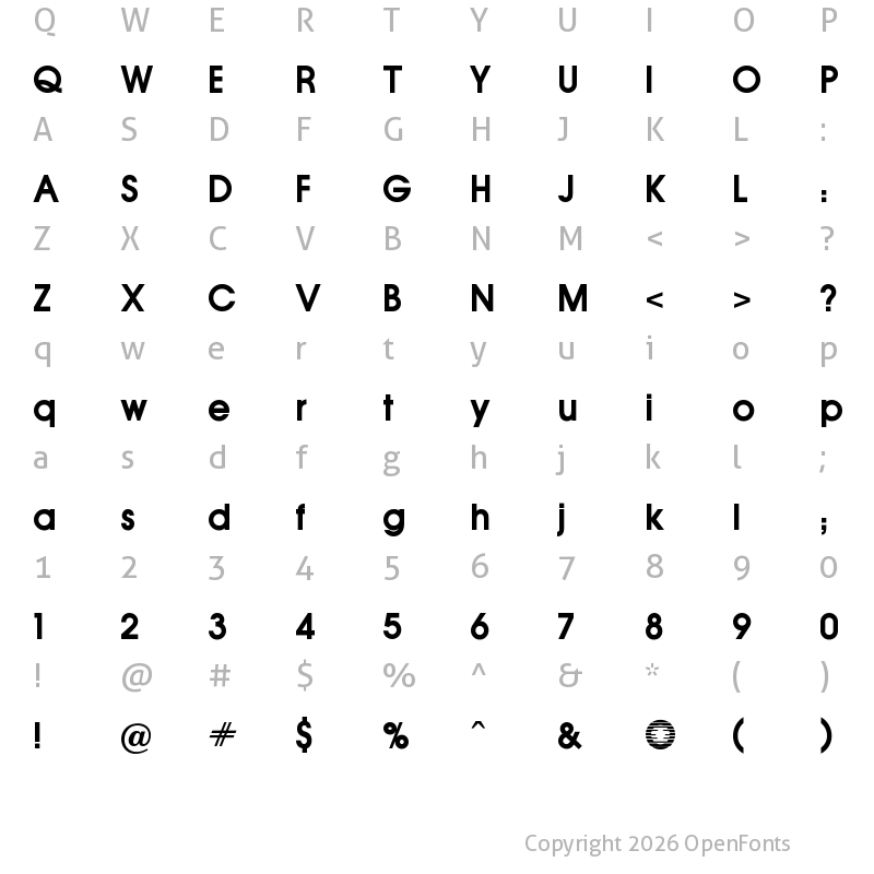 Character Map of Microsoft Avant Bold