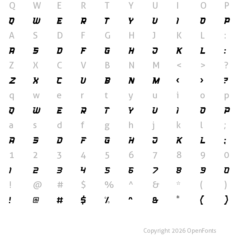 Character Map of Middletown Regular