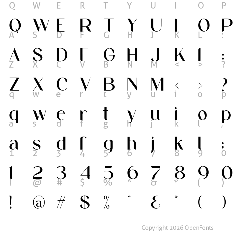 Character Map of Midland Luxury Bold