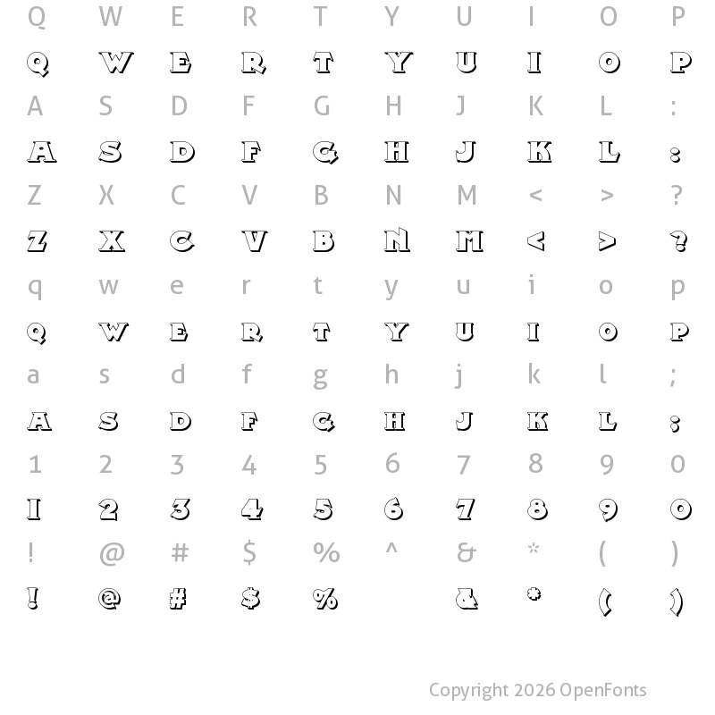 Character Map of Midland Rail Shadow NF Regular