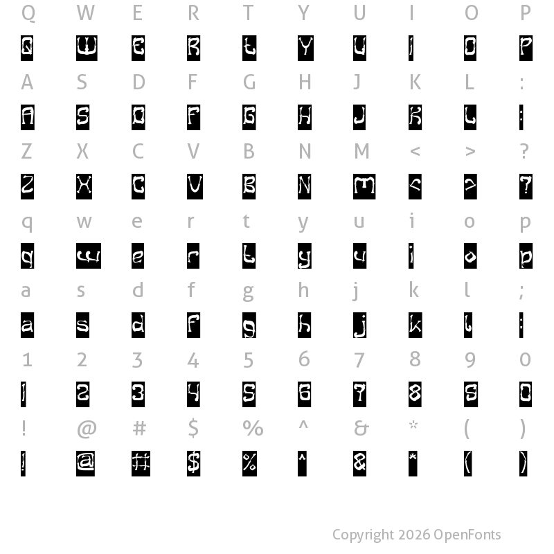 Character Map of Midnight Show-Inverse Regular