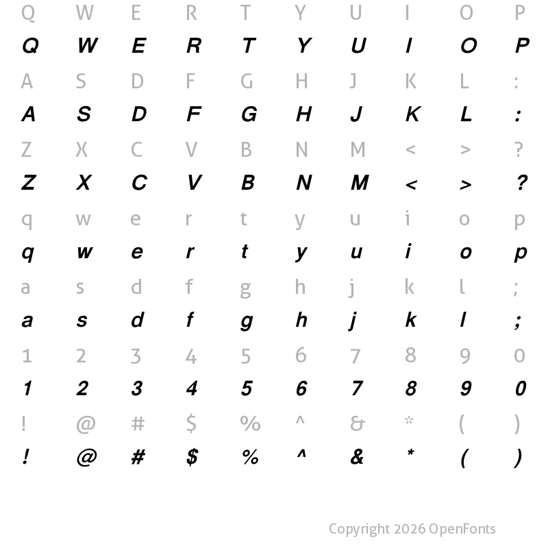Character Map of Miedinger* Bold-Italic