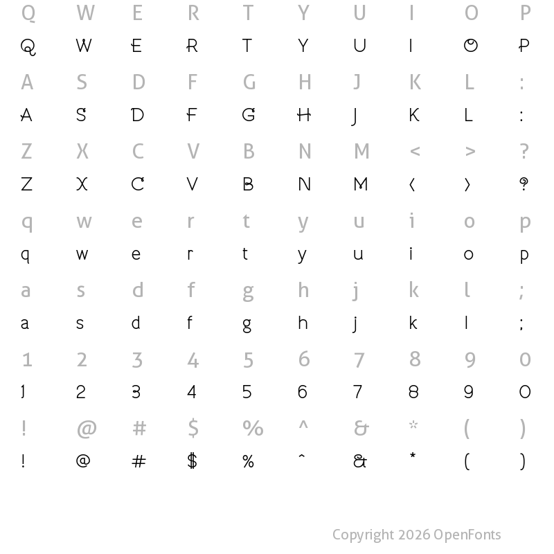 Character Map of Mieghommel Regular