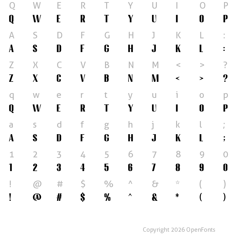 Character Map of Migha Black CNTR