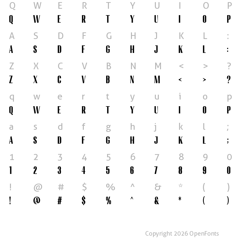 Character Map of Migha Black Condensed CNTR