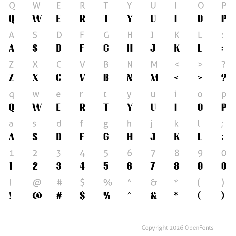 Character Map of Migha Black Semi Expanded CNTR