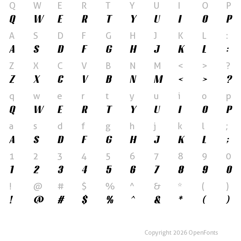 Character Map of Migha Black Semi Expanded CNTR Slant