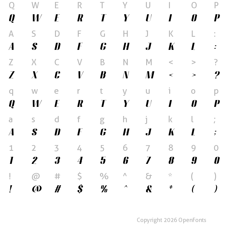 Character Map of Migha Black Semi Expanded Slant