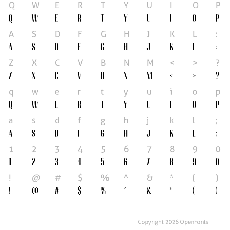 Character Map of Migha Bold Condensed