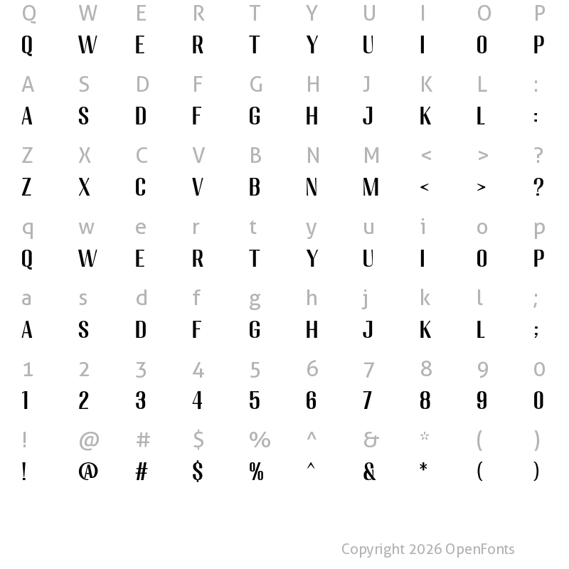 Character Map of Migha Medium CNTR