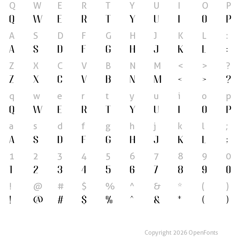 Character Map of Migha Semi Expanded
