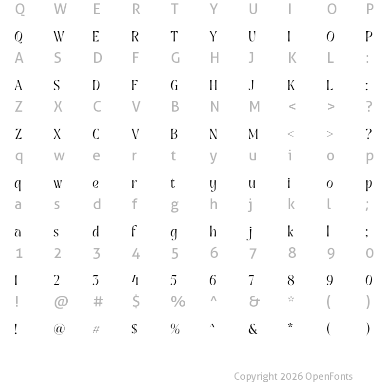 Character Map of Mighty Origin Regular