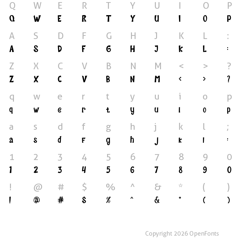 Character Map of Mighty Time Regular