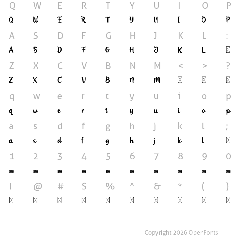 Character Map of Migoove Personal Use