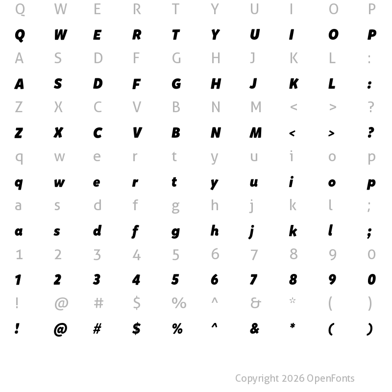 Character Map of Mikado Black Italic