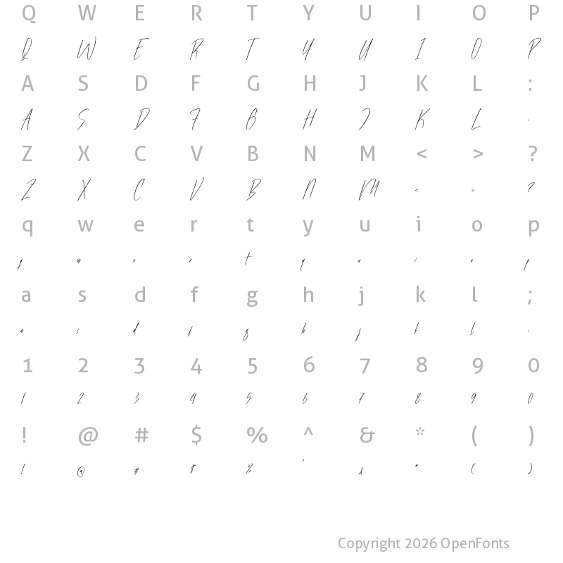 Character Map of Milathonique Regular