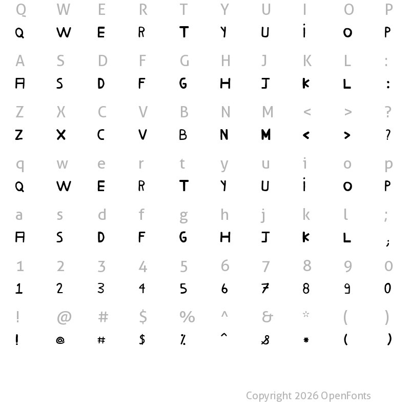 Character Map of Milho Cozido Regular