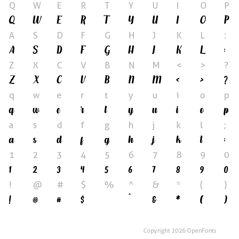 Character Map of Miliard Regular