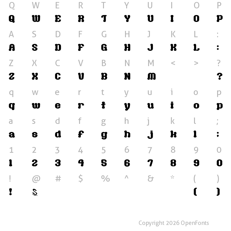 Character Map of Milk Chocolate__G Regular