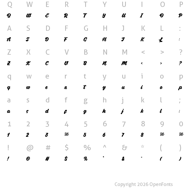 Character Map of Milk Peach Milk Peach Clean