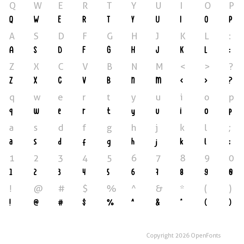 Character Map of Milky Again Regular