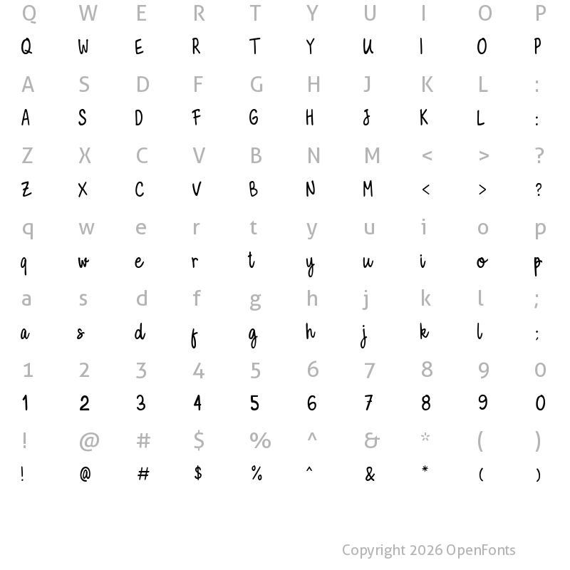 Character Map of Milky Cookies Script Regular