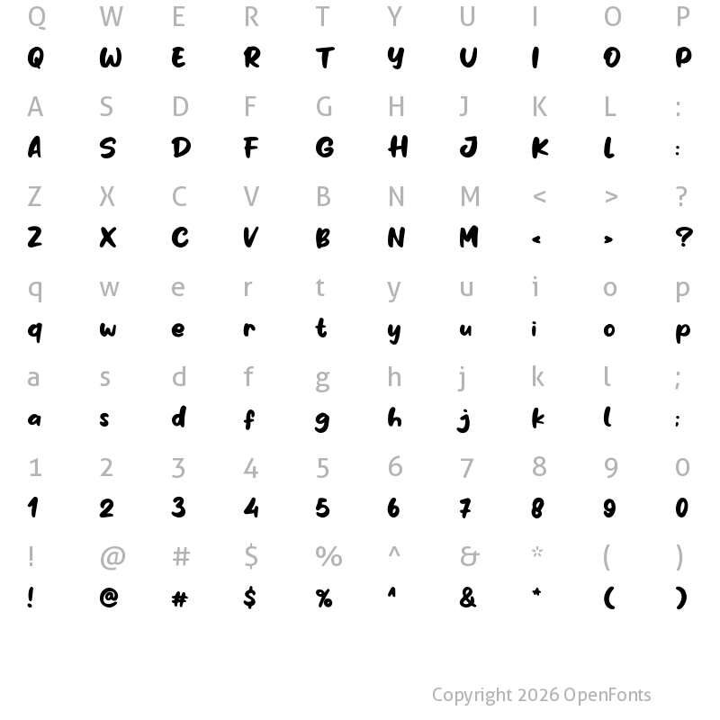 Character Map of Milky Honey Regular