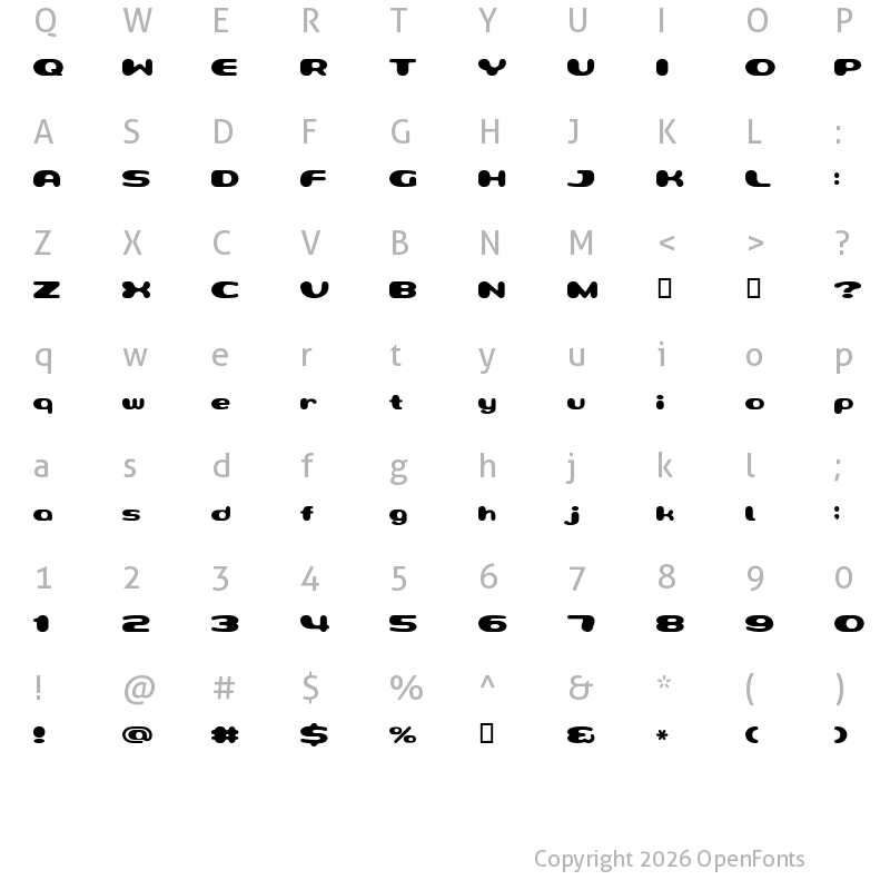 Character Map of MilkyWell Regular